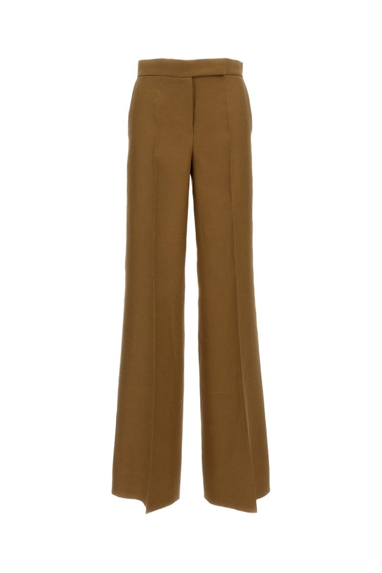 Max Mara Brown Badesse Linen Palazzo Trousers