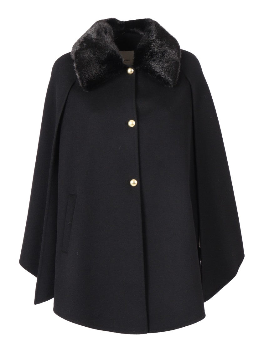 Ermanno Scervino Wool Blend Cape With Clean Lines