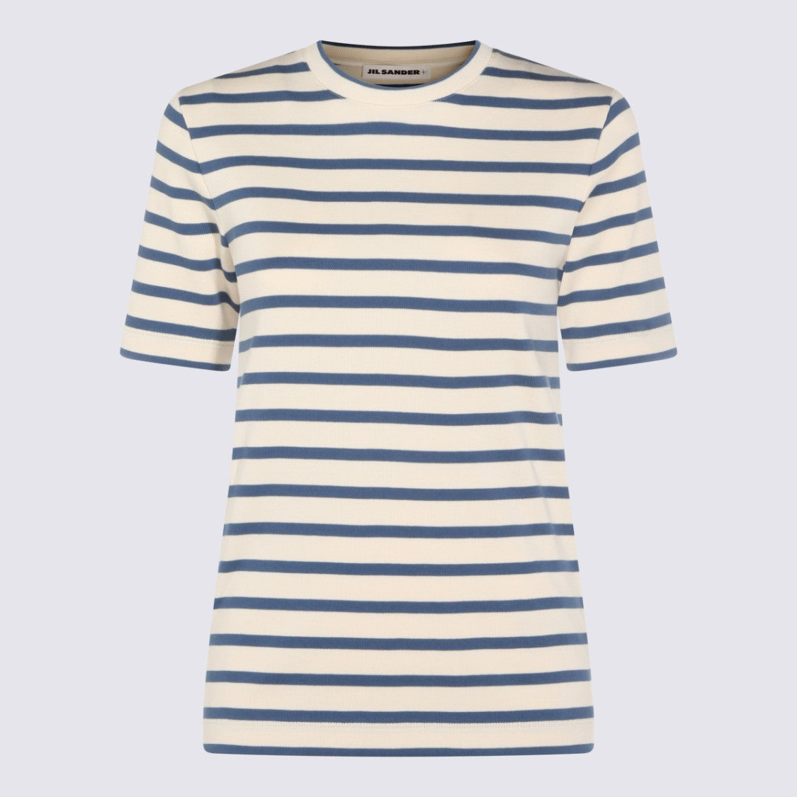 Jil Sander White And Blue Cotton T-Shirt