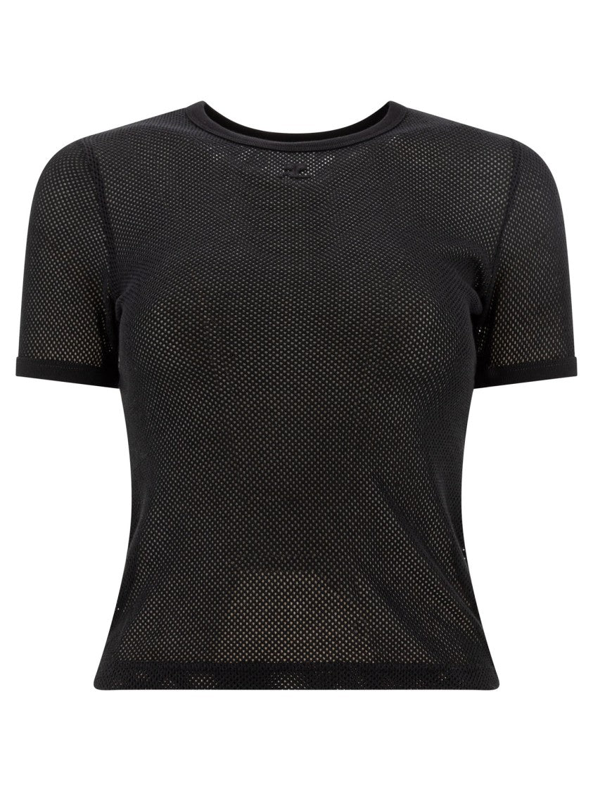 Courrèges Semi-Sheer Fitted T-Shirt With Textured Pattern