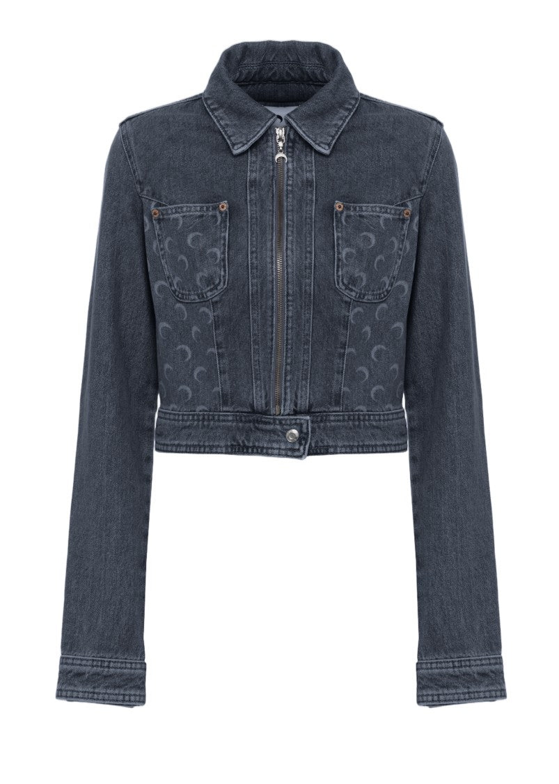 Marine Serre Blue Moon Pattern Denim Jacket