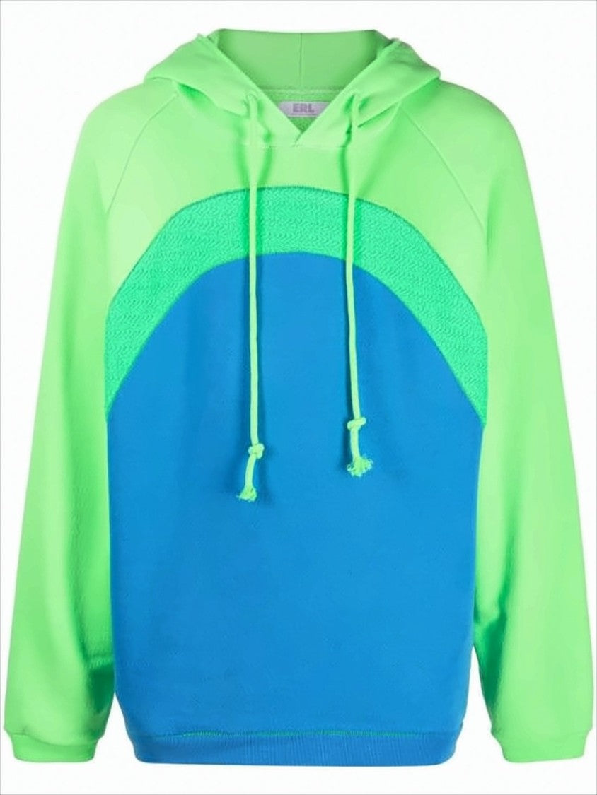 Erl Color-Block Hoodie With Drawstring And Ribbed Finish