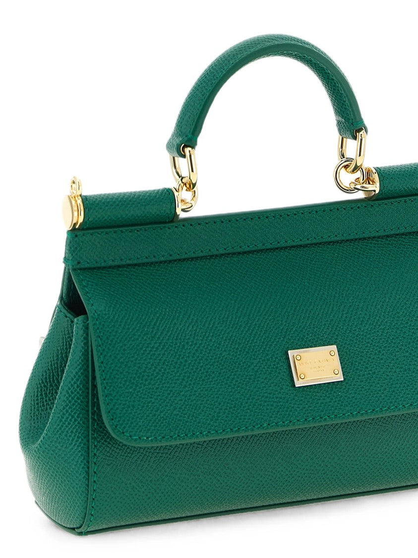 Dolce & Gabbana Green Textured Calf Leather Shoulder Bag