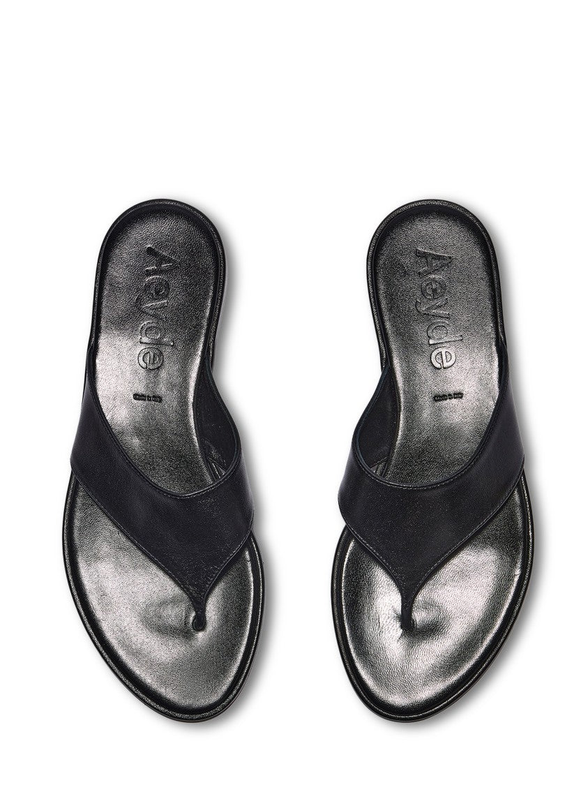 Aeydē Minimalist Black Nappa Leather Sandals