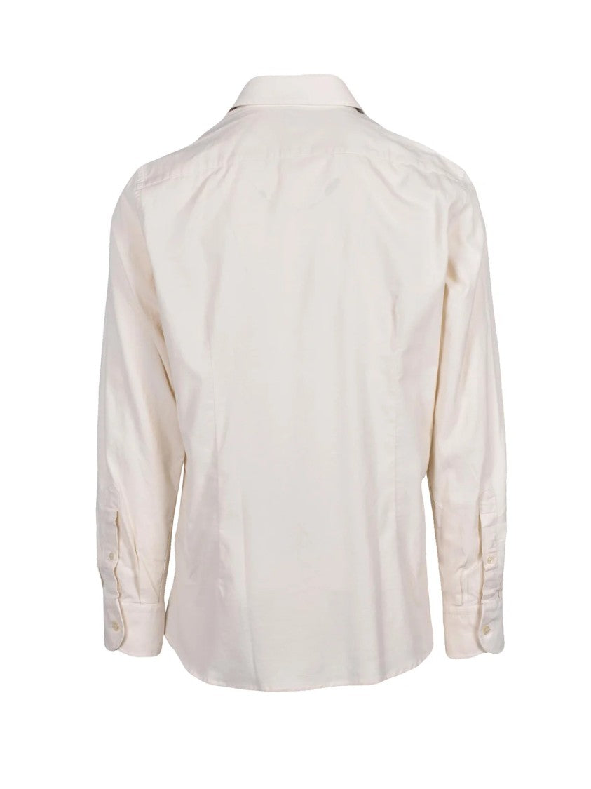 Seventy White Velvet Cotton Shirt