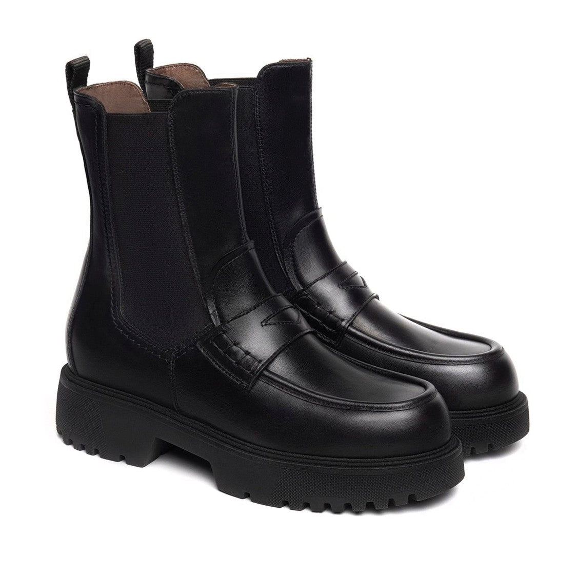 Nerogiardini Black Guanto Elastic Panel Sleek Leather Boots