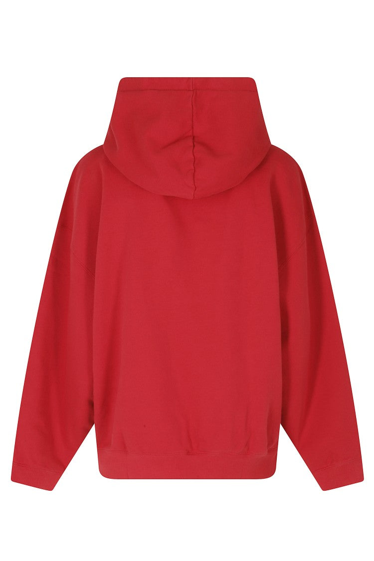 Anine Bing Red Harvey Hooded Cotton Sweatshirt