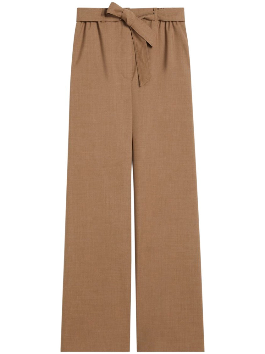 Max Mara High-Waisted Wide-Leg Trousers With Self-Tie Belt