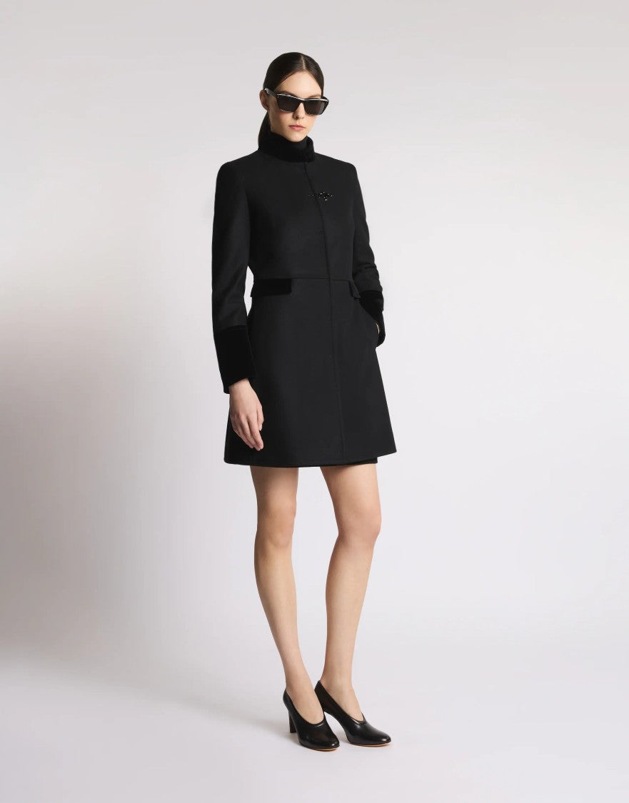 Fay Single-Breasted Wool Blend Coat With Design