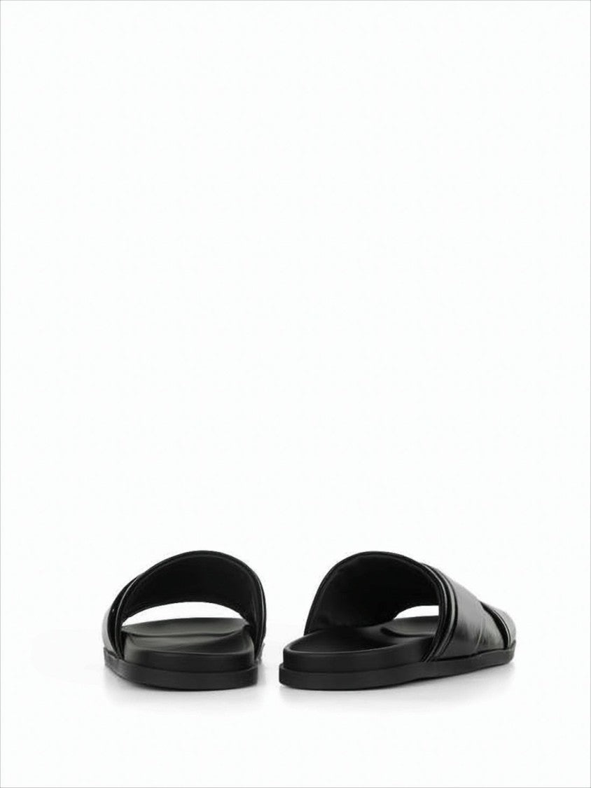 Givenchy Slip-On Mules With Overlapping Leather Straps And Square Metal Detail
