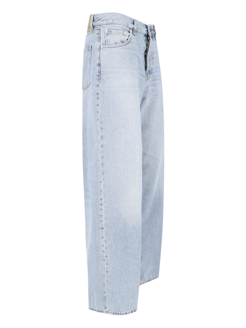 Haikure Light Blue Wide-Leg Denim Jeans With Mid-Rise Waist