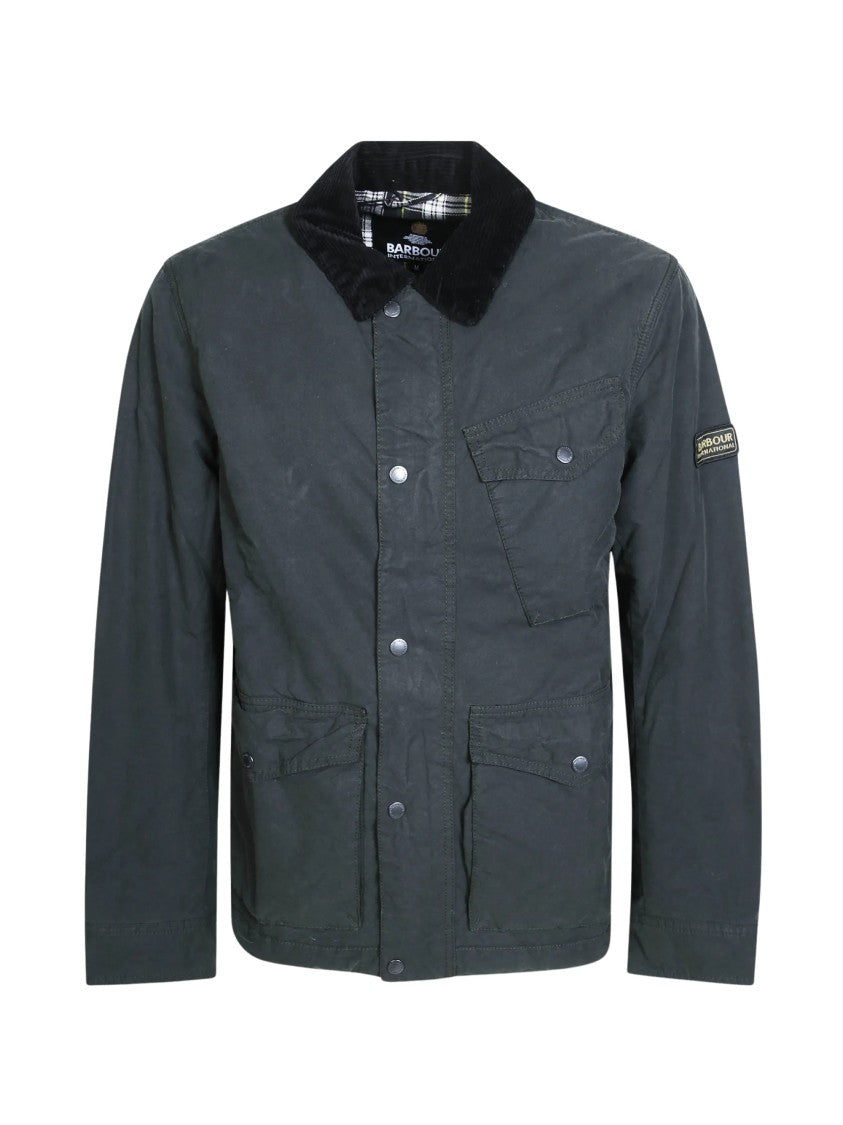 Barbour Washed Waxed-Cotton Military Jacket With Contrasting Corduroy Collar