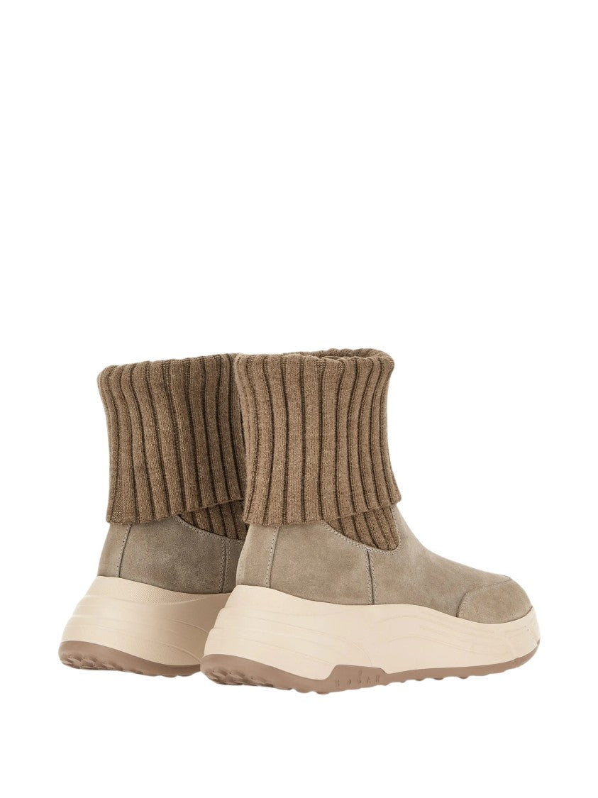 Hogan Scarpe Ribbed Knit Cuff Boots