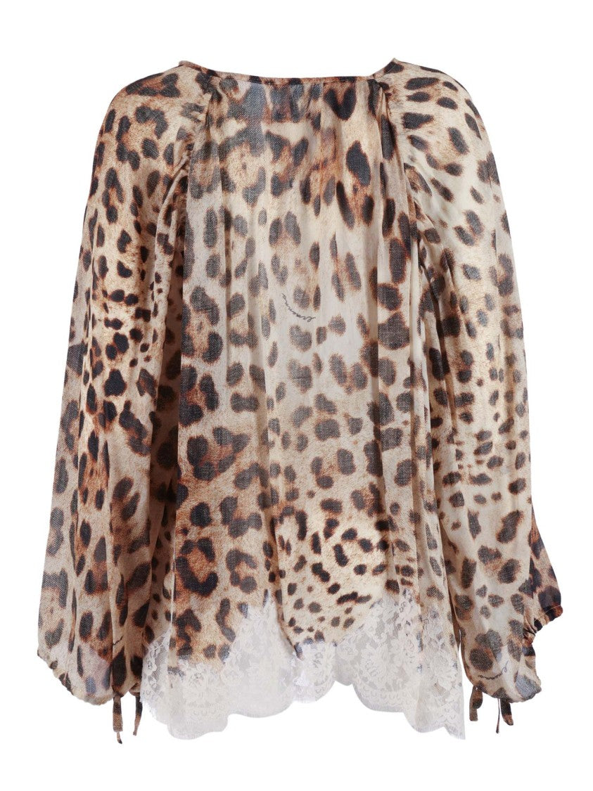 Ermanno Scervino Leopard Print Puff Blouse