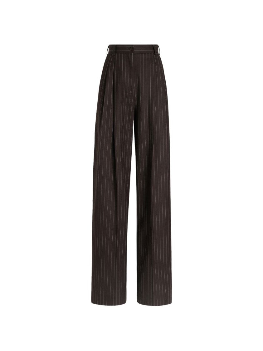 Dolce & Gabbana Pinstripe Wool Tailored Waist Pants