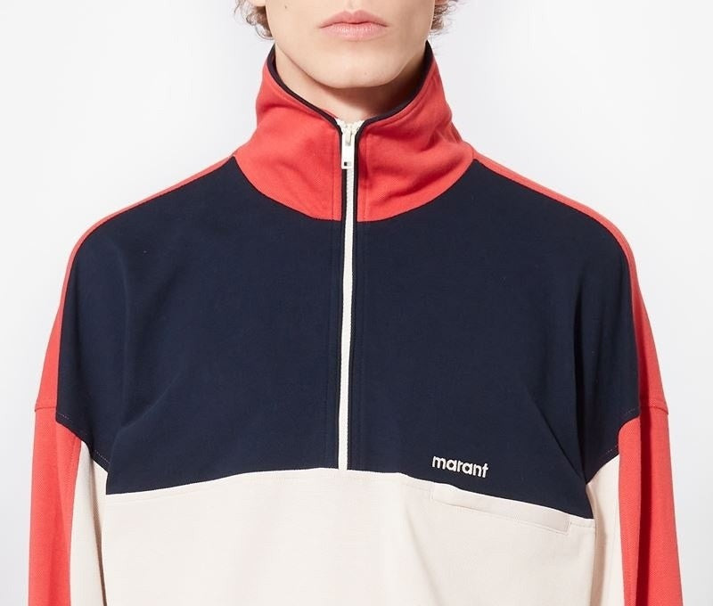 Isabel Marant Color-Blocked Pullover With High Collar And Half-Zip Closure