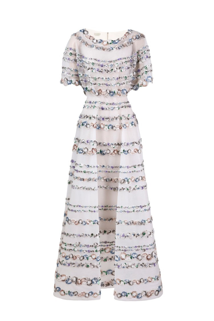 Saiid Kobeisy Tulle Beaded Dress With A Blouson Top