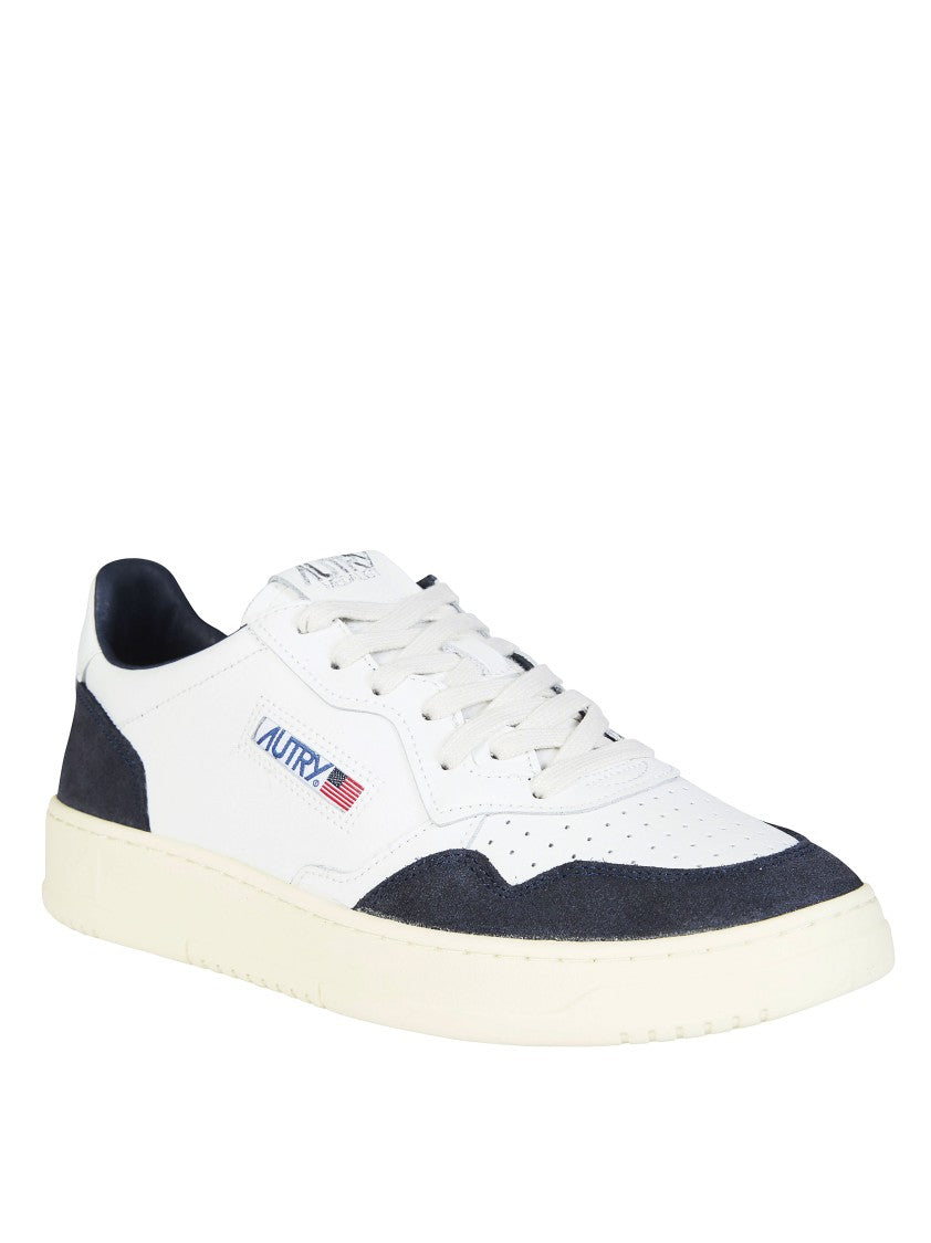 Autry White Medalist Low Navy Overlay Sneakers