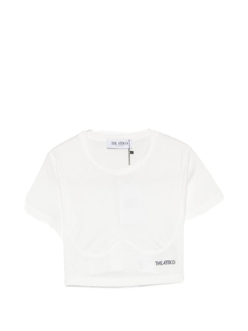 The Attico Cropped Short-Sleeved Cotton T-Shirt