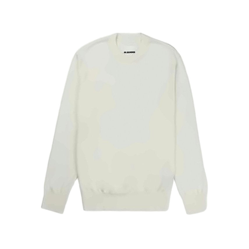 Jil Sander Minimalist White Wool Sweater With Raglan Sleeves
