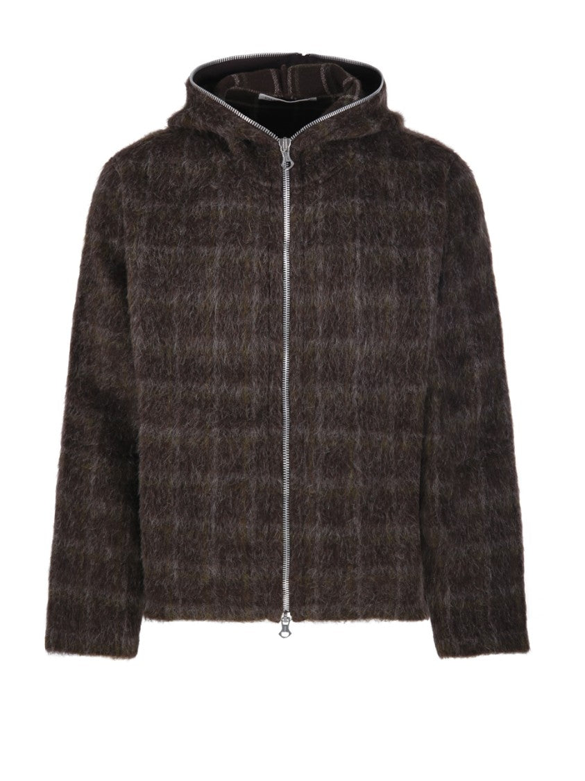 Our Legacy Textured Full Zip Hood Sweatshirt With Cozy Hood