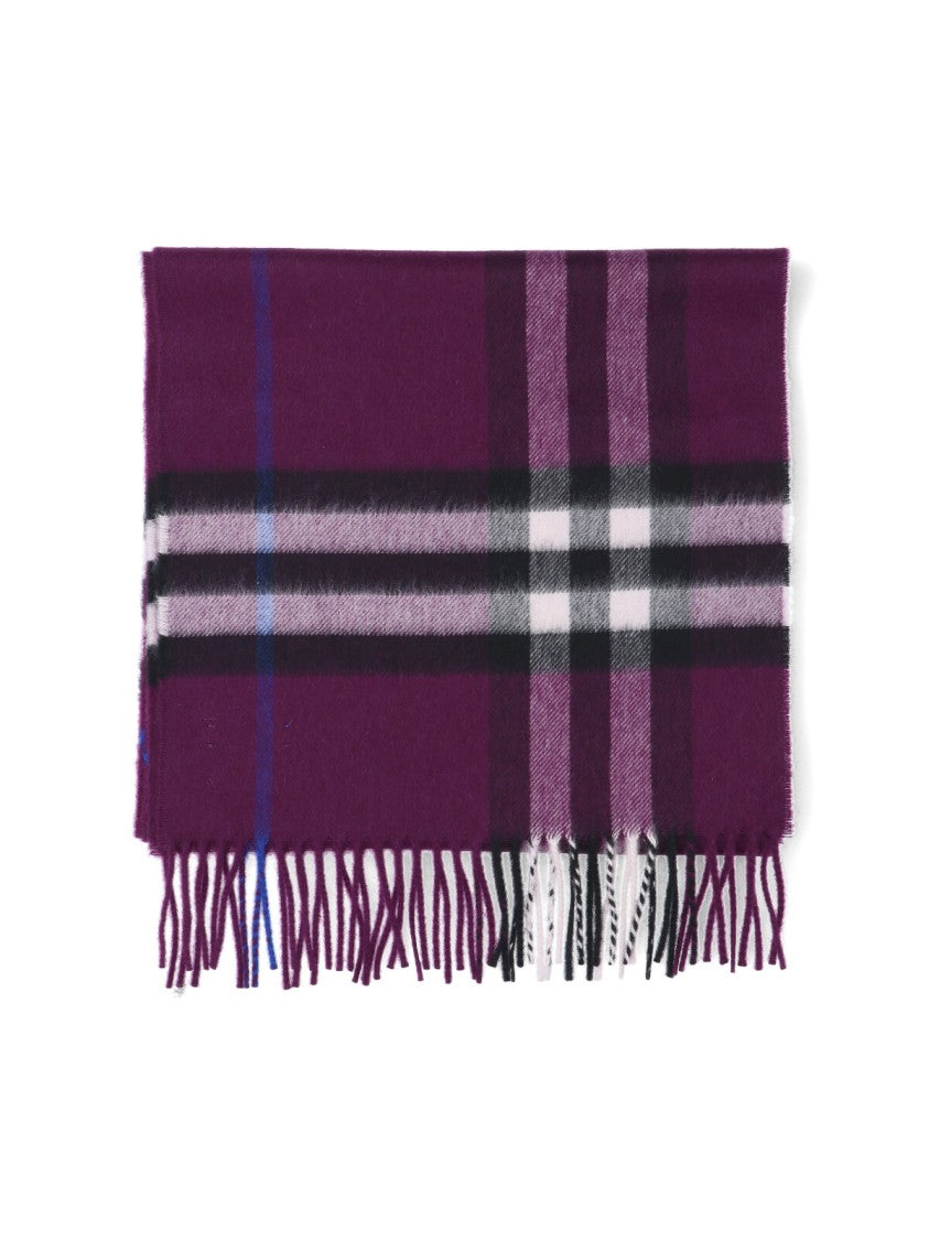 Burberry Classic Check Patterned Scarf In Deep Purple