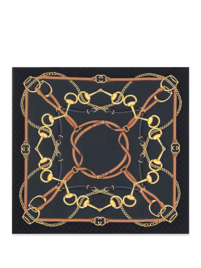 Gucci Equestrian Print Silk Scarf