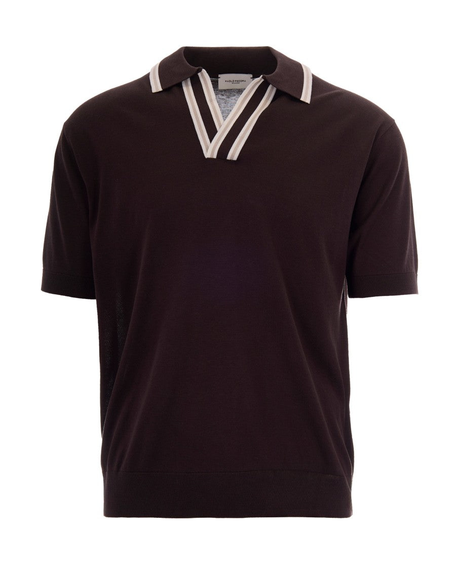 Paolo Pecora Paolo Pecora Brown Silk Polo