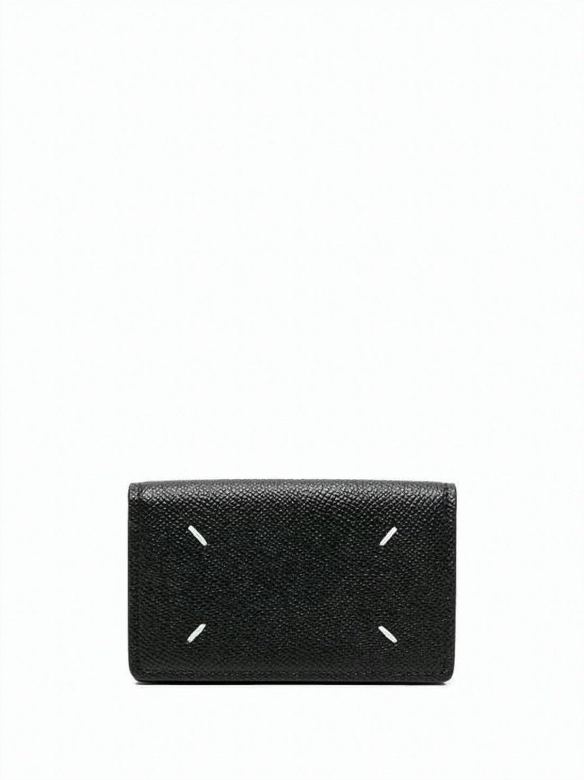 Maison Margiela Textured Calf Leather Card Holder With Signature Stitches
