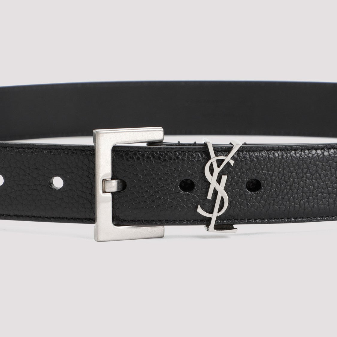 Saint Laurent Black Grained Calf Leather Belt
