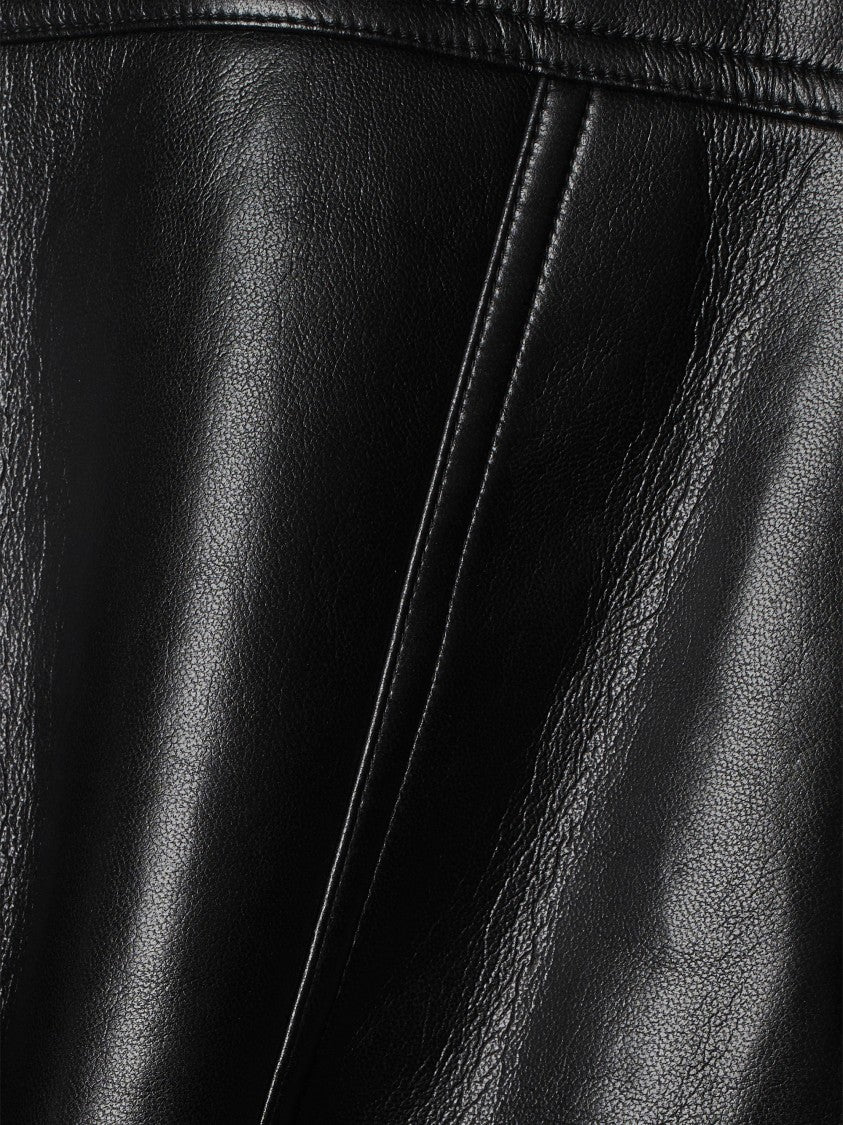 Anine Bing Rory Metallic Detail Glossy Leather Jacket
