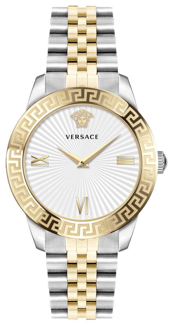 Versace Greca Signature 38Mm Swiss Quartz Women's Watch With Gold-Tone Accents