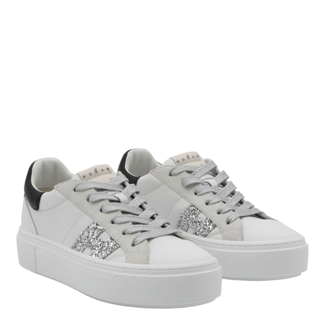 Hogan Sole White Sneakers With Glittery Detail