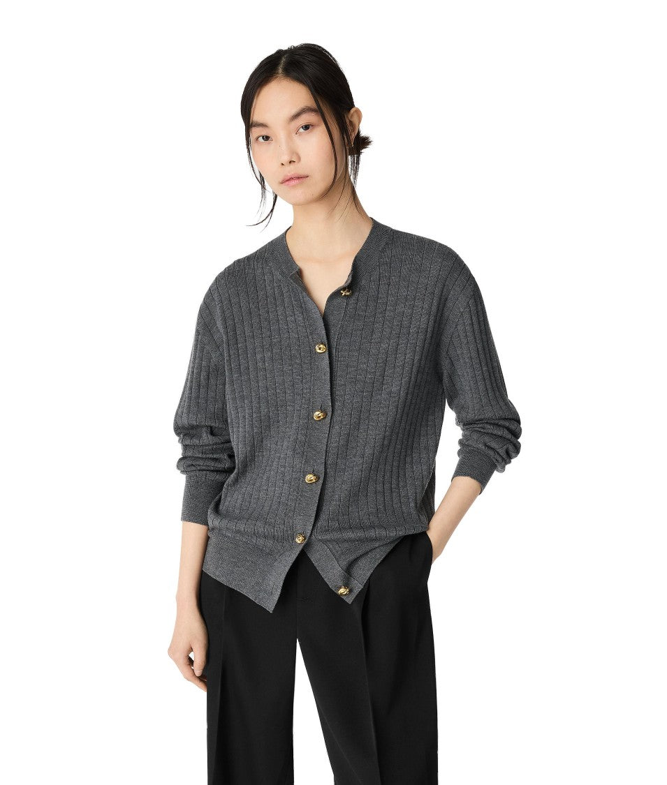Bottega Veneta Ribbed Knit Sweater With Button-Down Front