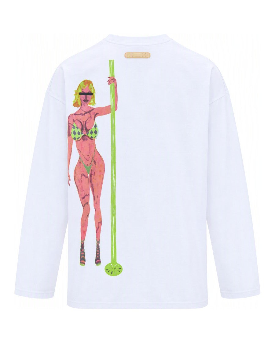 Pdf White Lapdance Graphic Print Cotton T-Shirt