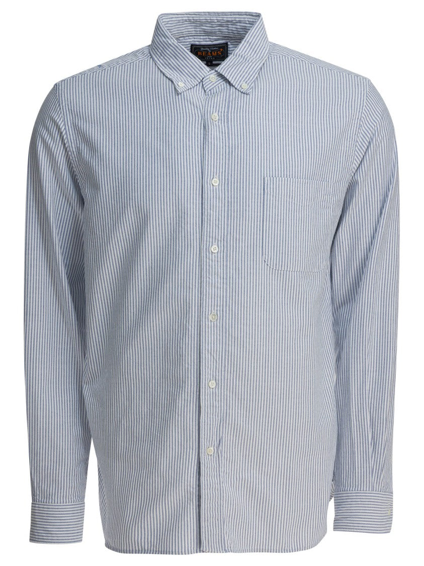 Beams Plus Narrow Striped Button-Down Cotton Shirt