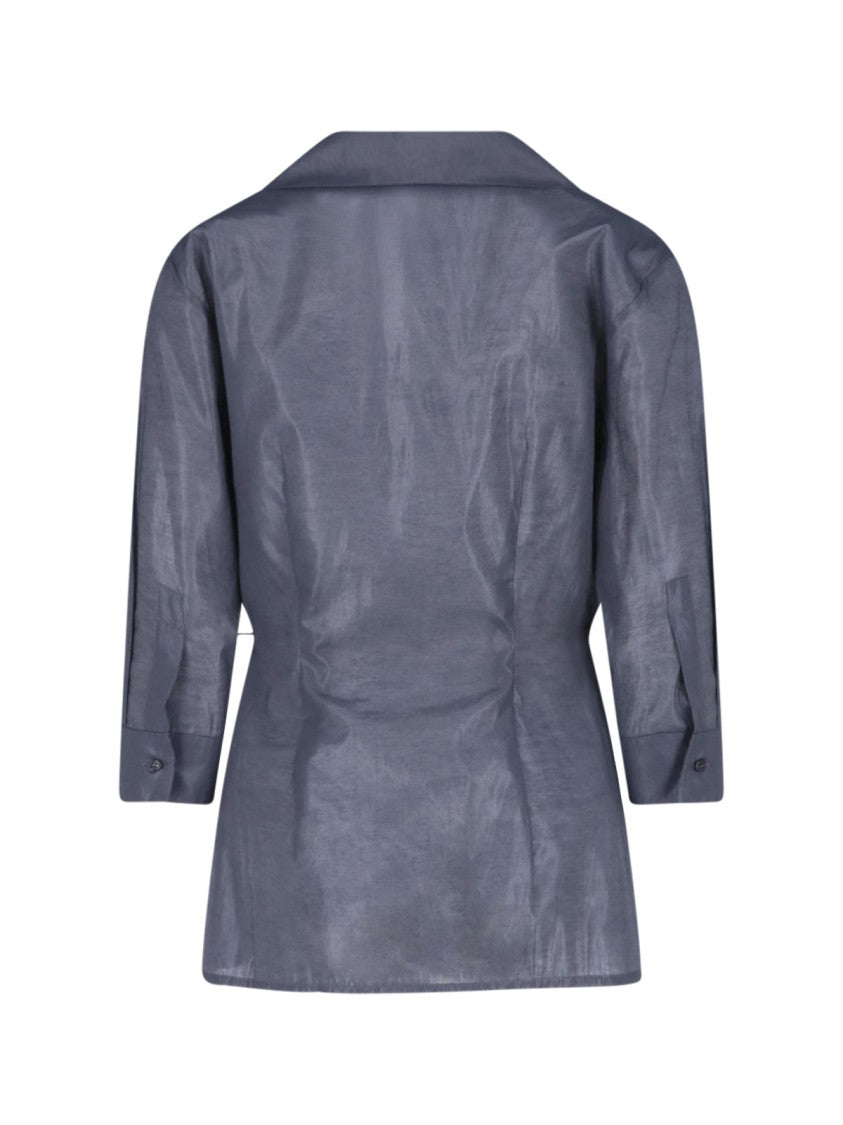 Paloma Wool Blue-Grey Wrap-Style Side Tie Top
