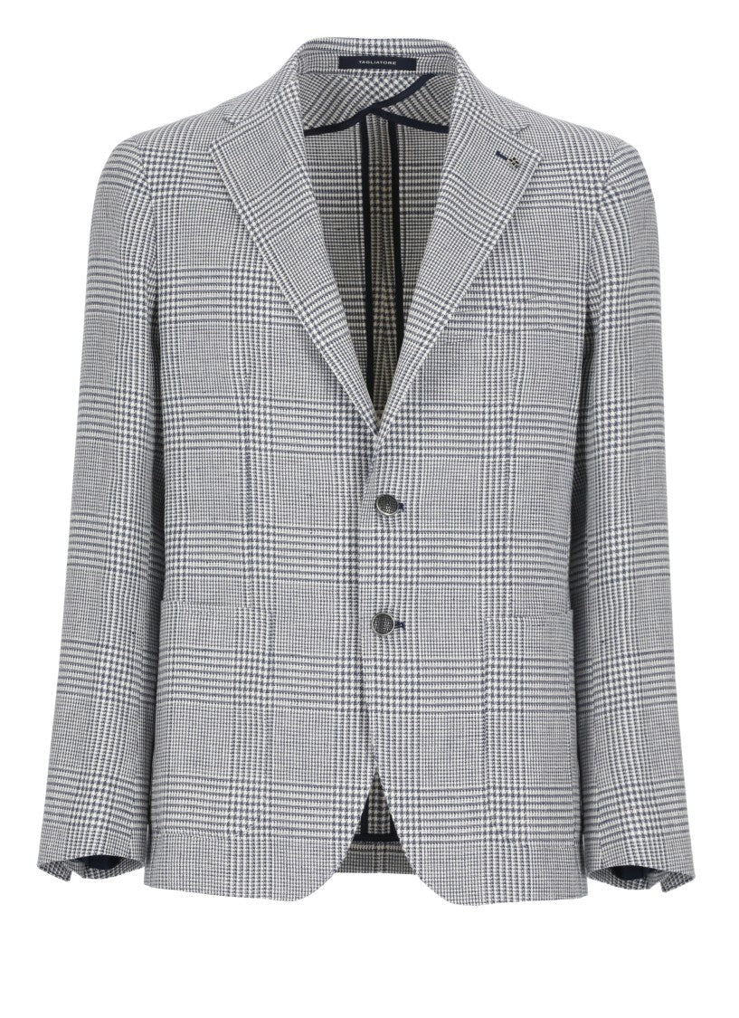 Tagliatore Blue Linen And Cotton Jacket