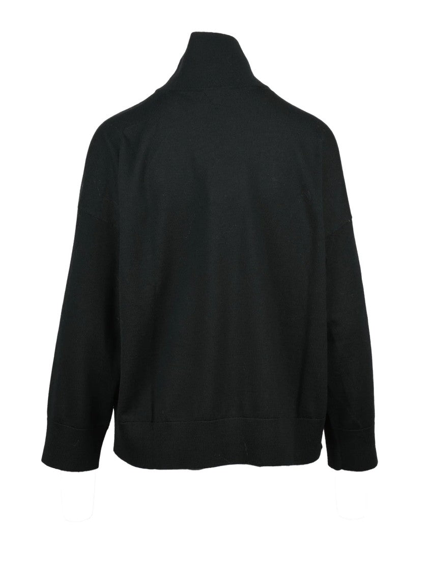 Bottega Veneta High-Neck Black Wool Sweater With Ribbed Detailing