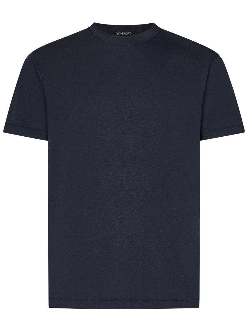 Tom Ford Midnight Blue Crew-Neck T-Shirt In Lyocell And Cotton