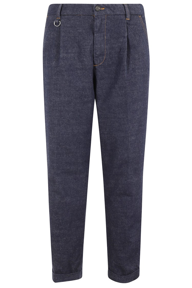 Paolo Pecora Denim Blue Trousers With Tapered Leg