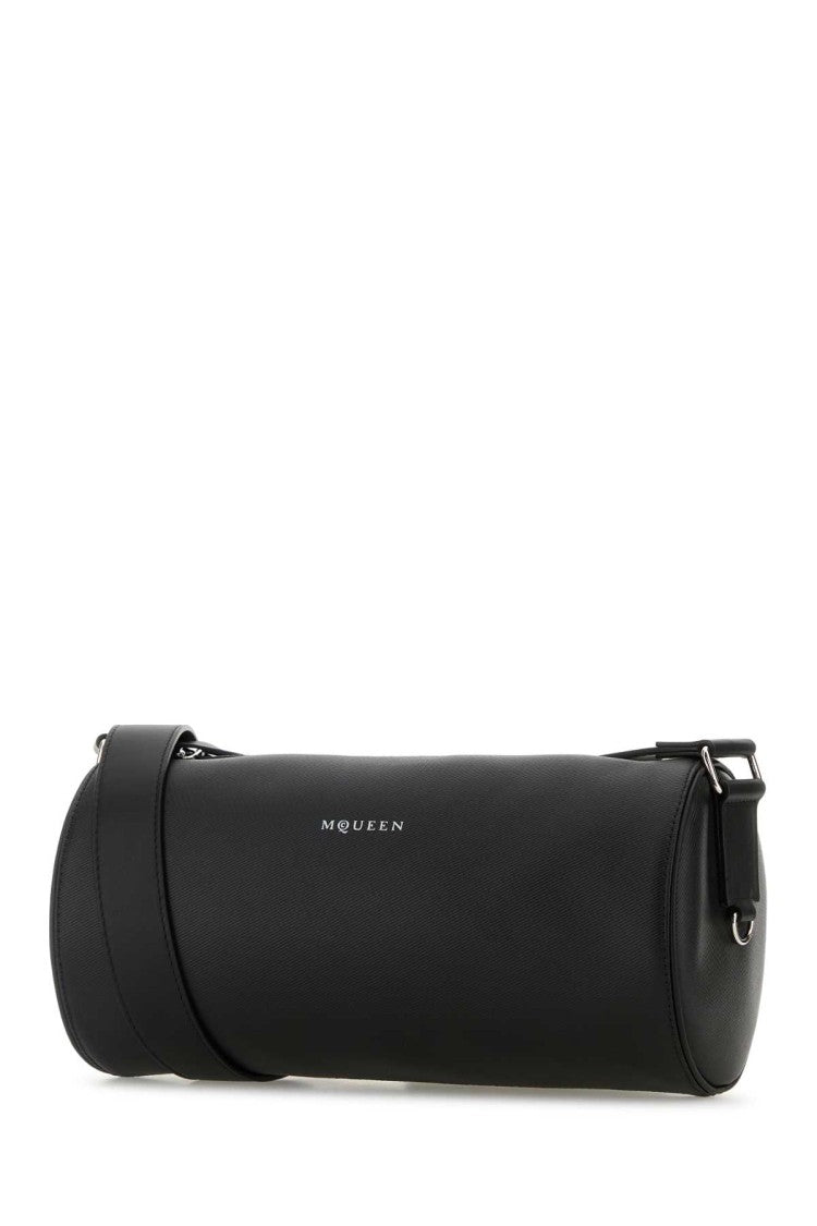 Alexander Mcqueen Black Leather Mcqueen Roller Crossbody Bag