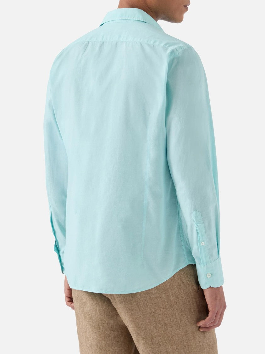 Mc2 Saint Barth Light Blue Voile Cotton Casual Shirt