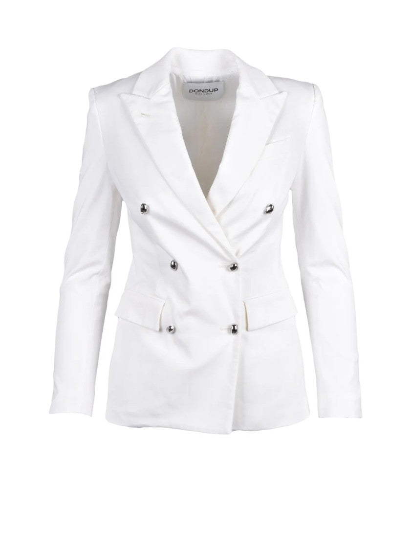 Dondup White Modal Cotton Elastane Double-Breasted Jacket