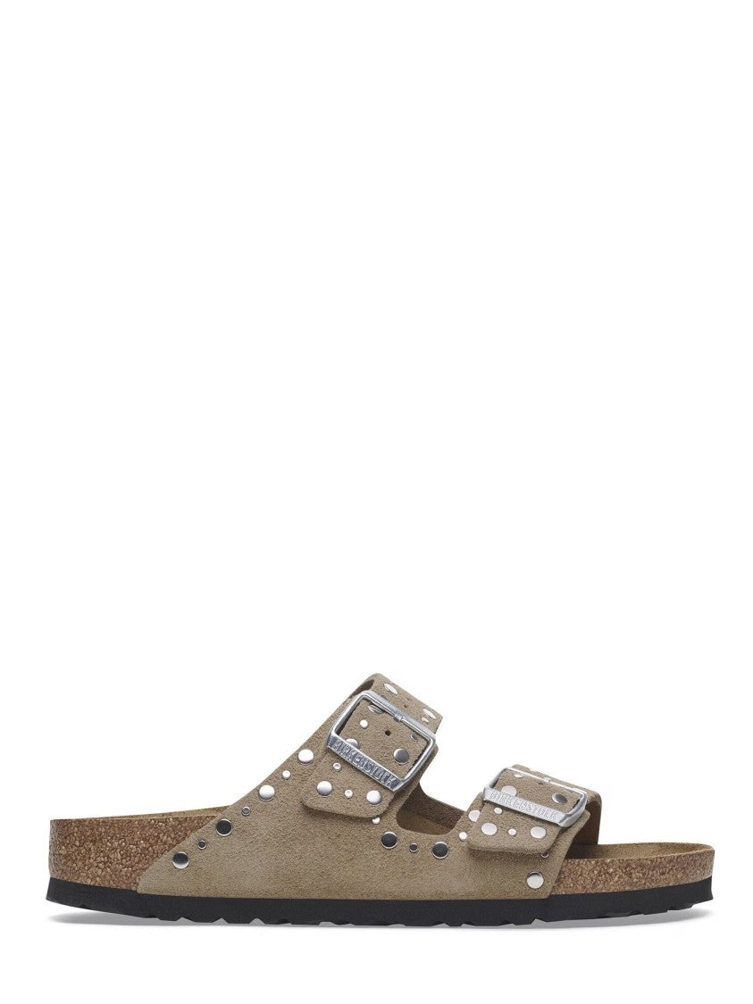Birkenstock Taupe Suede Leather Sandals With Adjustable Rivet Straps