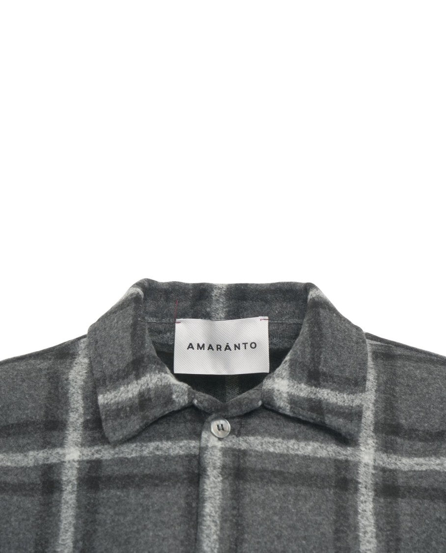 Amaranto Gray Checkered Shirt With Classic Collar And Practical Pocket