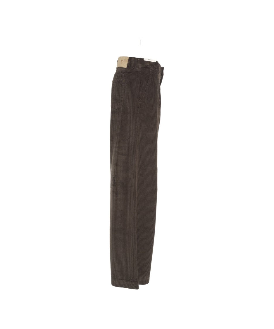 Pt Torino Wide-Leg Corduroy Trousers With Mid-Rise Waist And Soft Texture