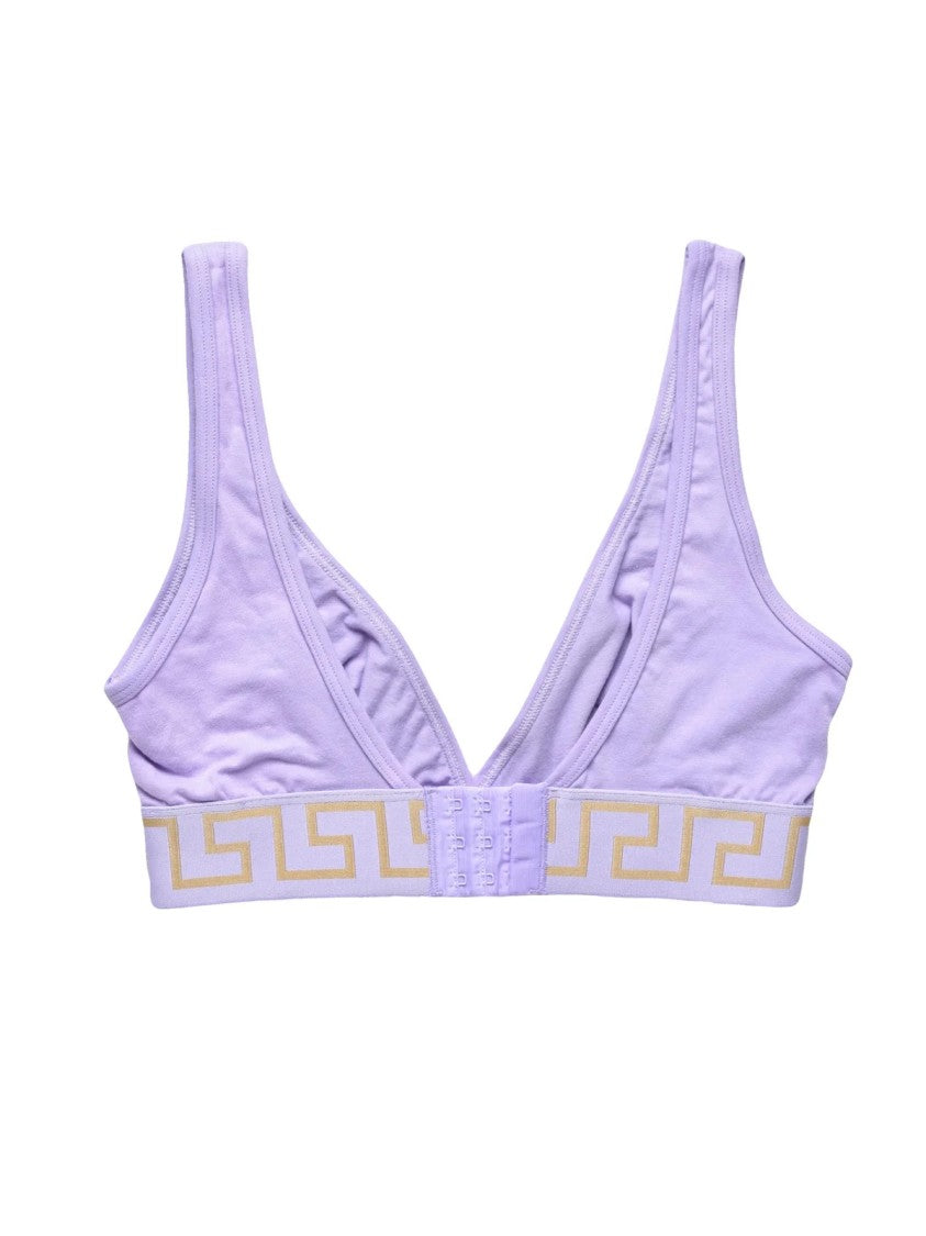 Versace Collection Deep V Neckline Lilac Bra With Gold Geometric Band