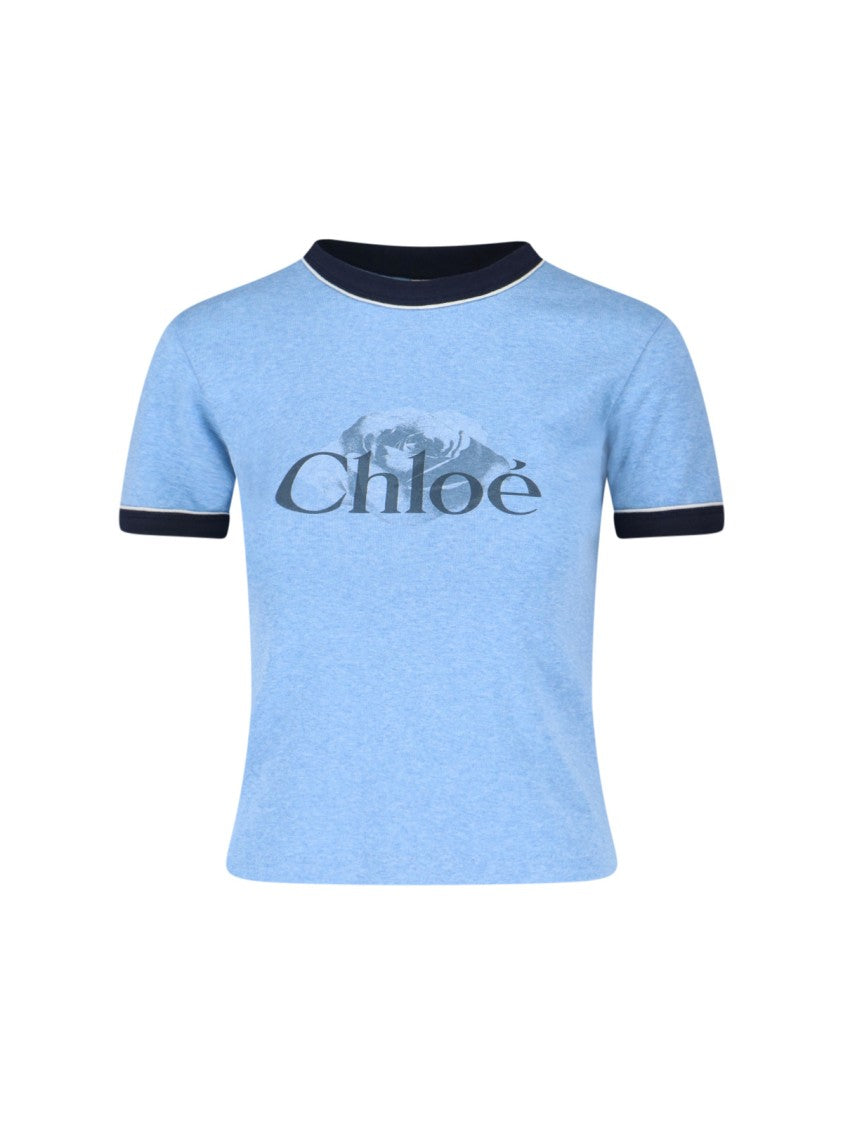 Chloé Logo T-Shirt – Light Blue