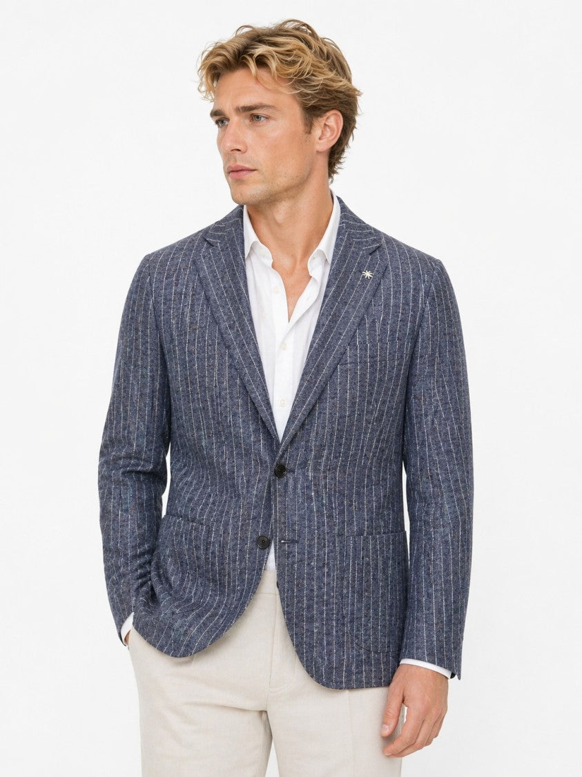 Manuel Ritz Pinstripe Pattern Two Button Classic Blazer